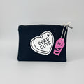 Dead Cute gothic makeup bag with white glitter print