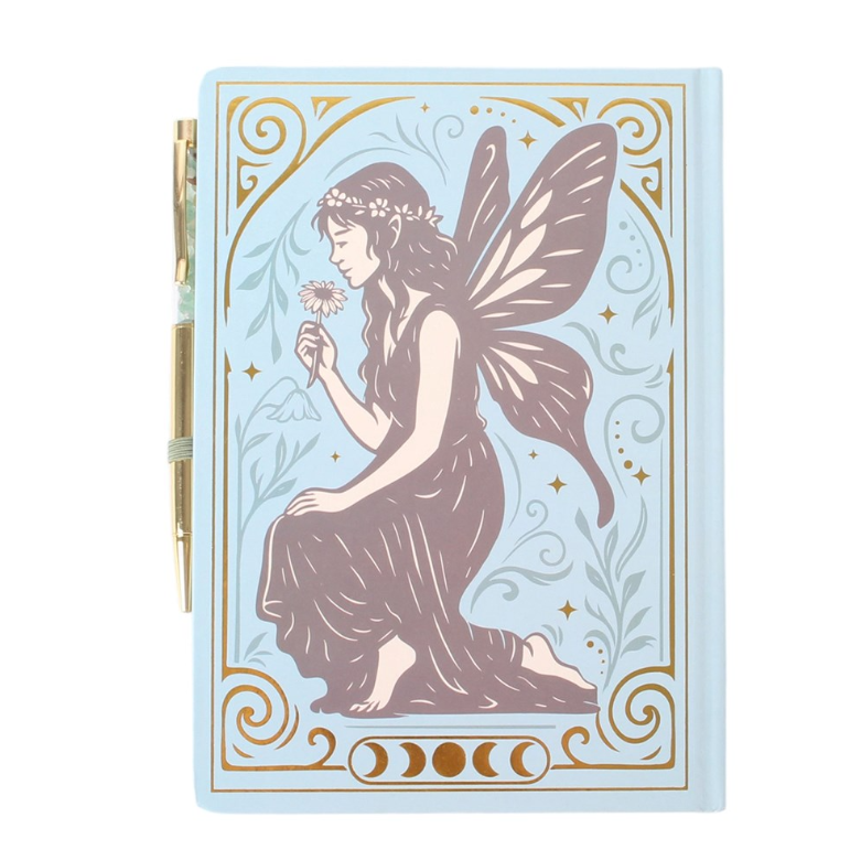 Fairy Tales A5 notebook with vintage fairy cover and crystal pen
