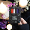 Pack of 12 mixed colour magic spell candles in gothic black box by MJ Gothic Gifts