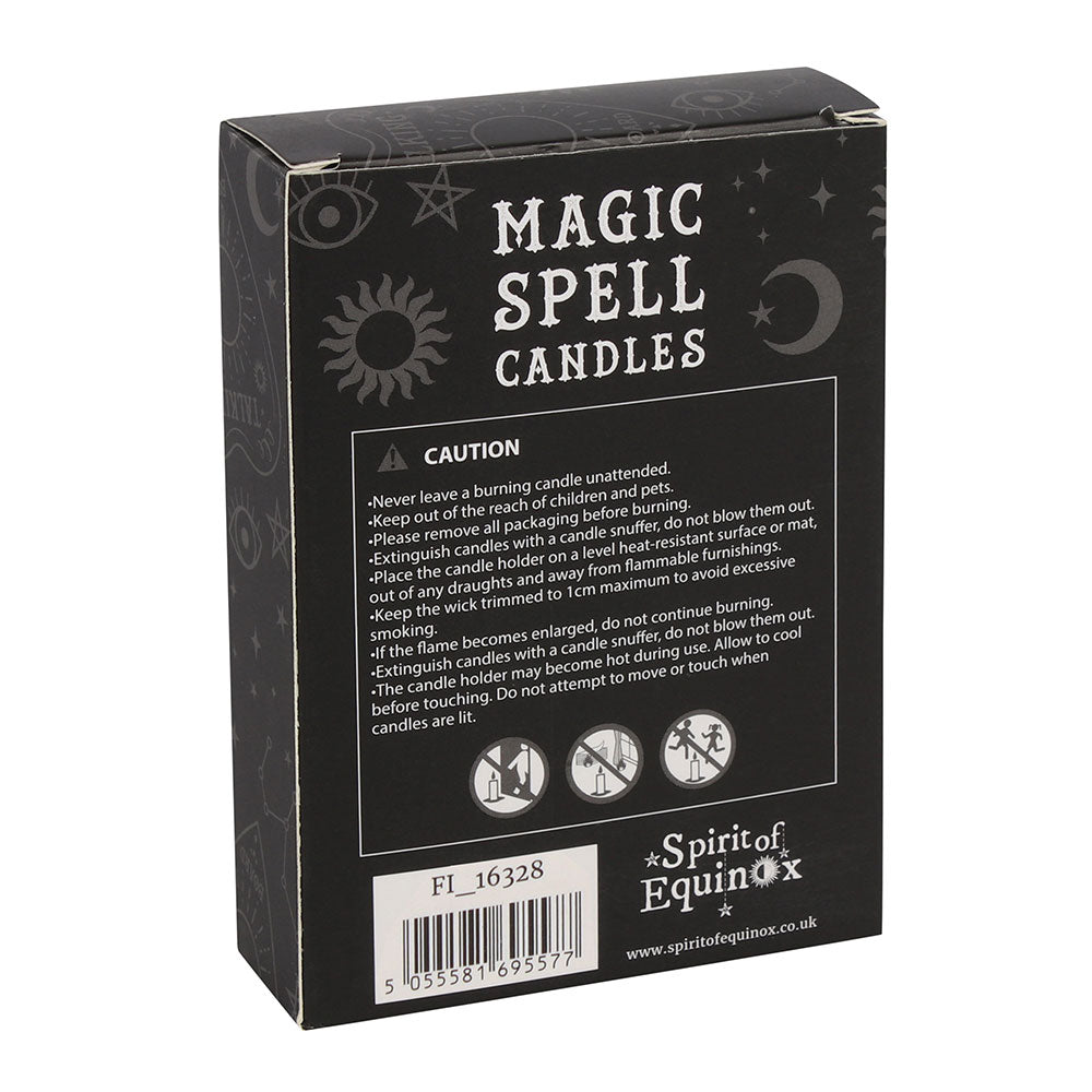 Pack of 12 mixed colour magic spell candles in gothic black box by MJ Gothic Gifts