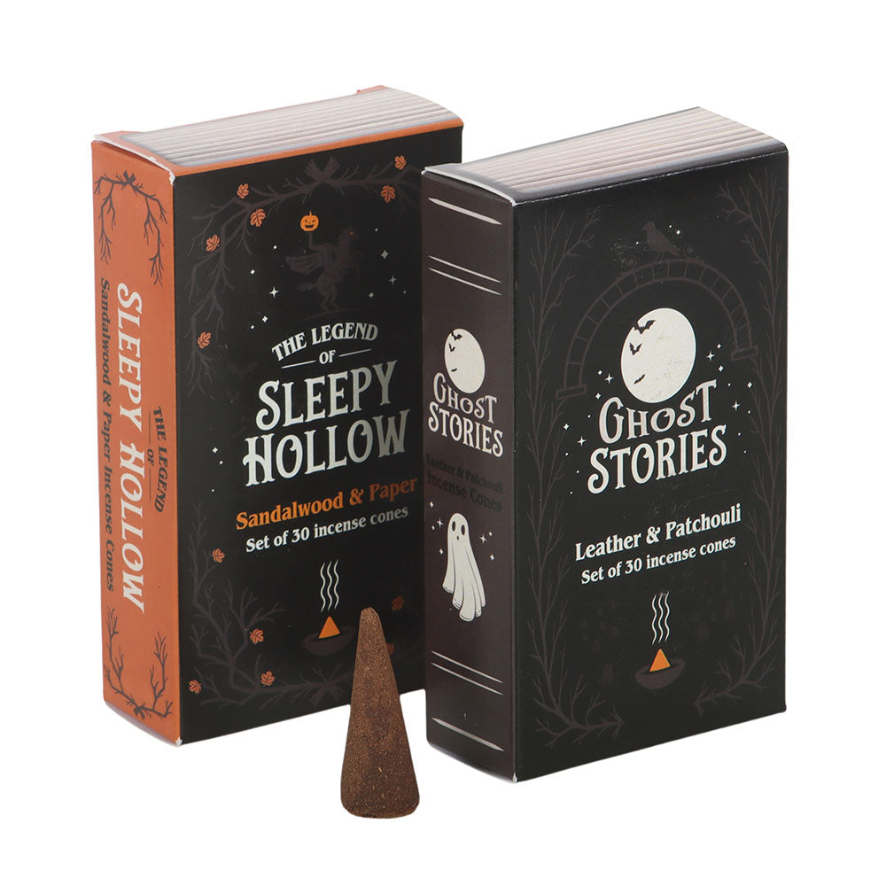 Set of 2 Haunted Library incense cone packs in book-inspired packaging - gothic gift
