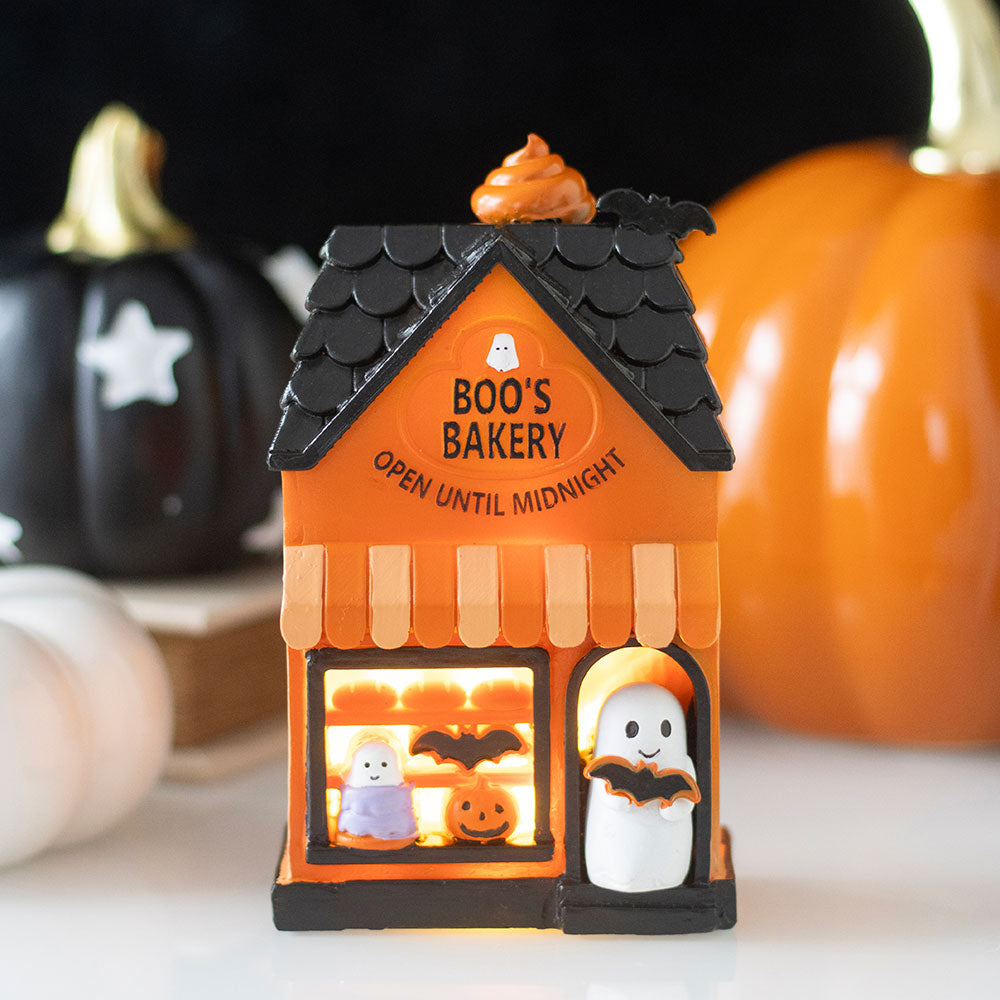 Boo's Bakery LED light up Halloween decoration spooky bakery scene tabletop decor