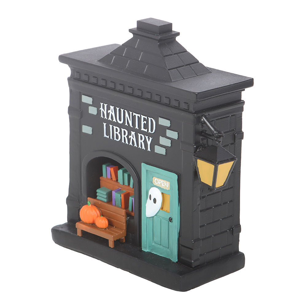Haunted library LED light up Halloween decoration eerie glowing tabletop decor