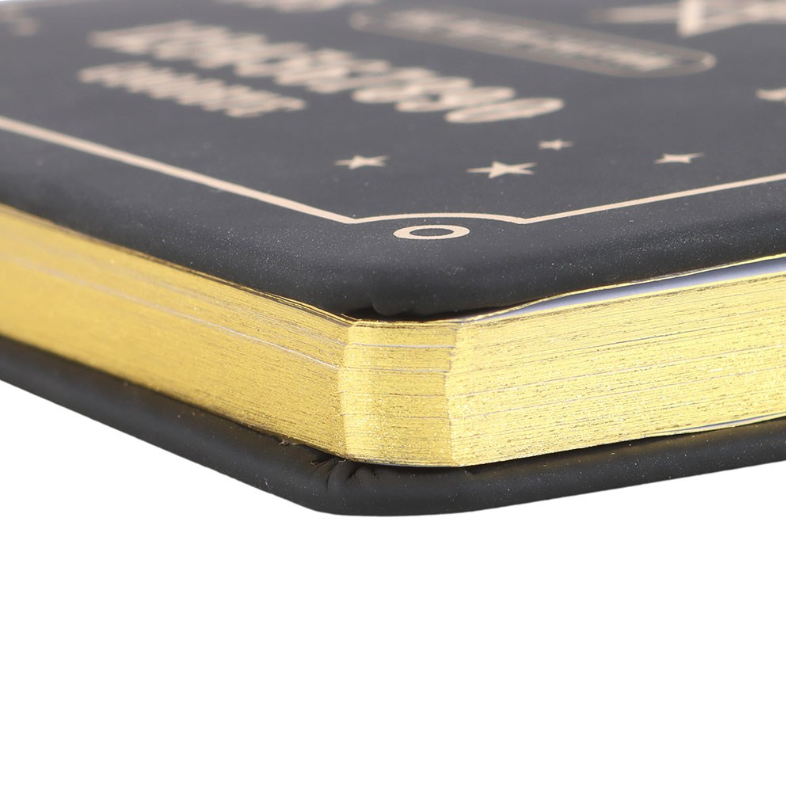 Black talking board A5 notebook with gold celestial and alphabet design, by MJ Gothic Gifts