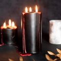 Large black vampire blood pillar candle with red dripping wax effect, by MJ Gothic Gifts