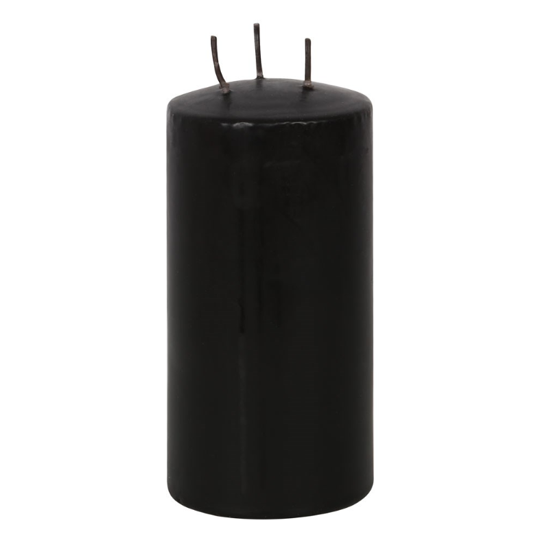 Large black vampire blood pillar candle with red dripping wax effect, by MJ Gothic Gifts