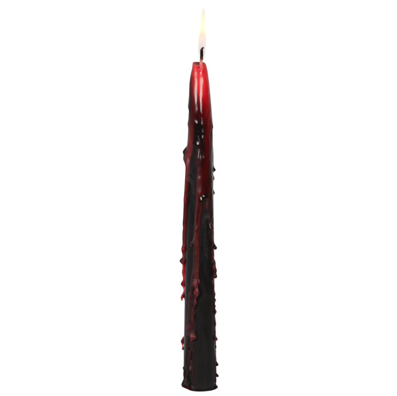 Pack of 4 gothic black vampire tears candles with red dripping wax effect, by MJ Gothic Gifts