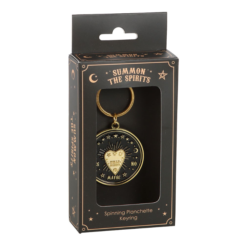 Gold-tone spinning planchette keyring in gift box - gothic gift