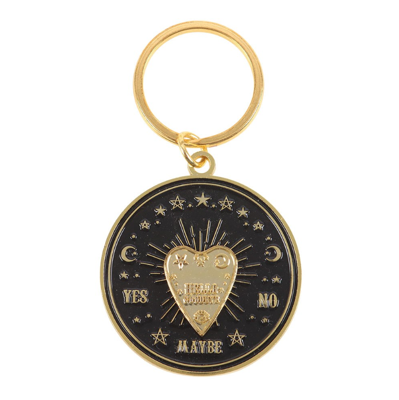 Gold-tone spinning planchette keyring in gift box - gothic gift