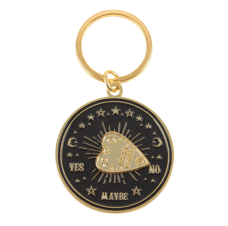 Gold-tone spinning planchette keyring in gift box - gothic gift