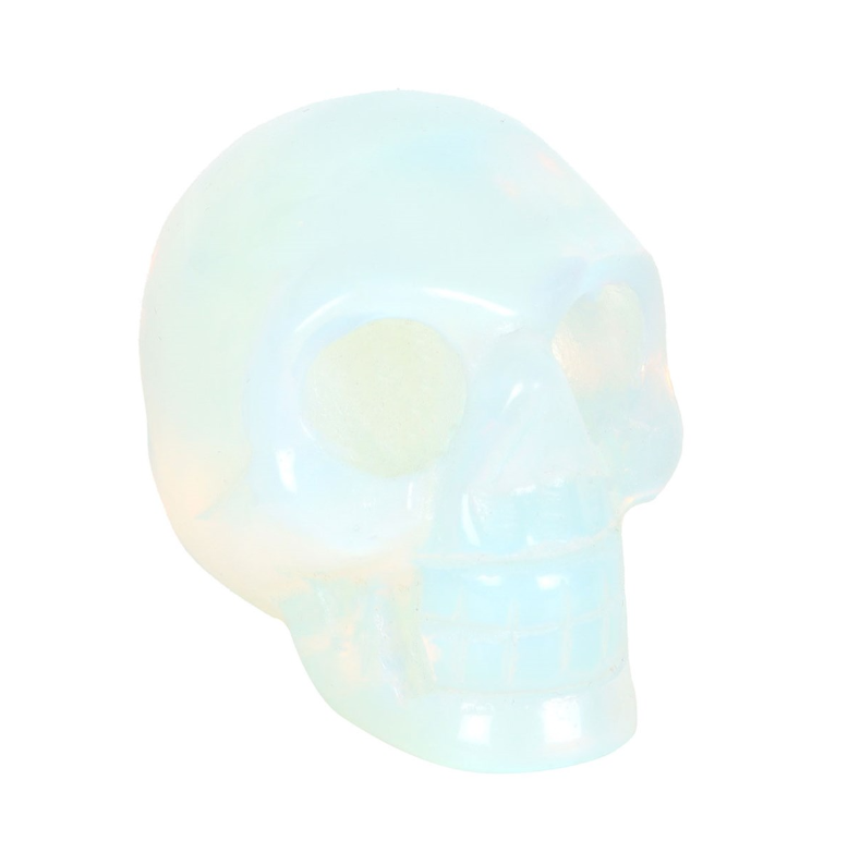 Opalite crystal skull in black drawstring pouch - gothic crystal gift
