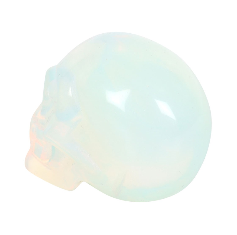 Opalite crystal skull in black drawstring pouch - gothic crystal gift