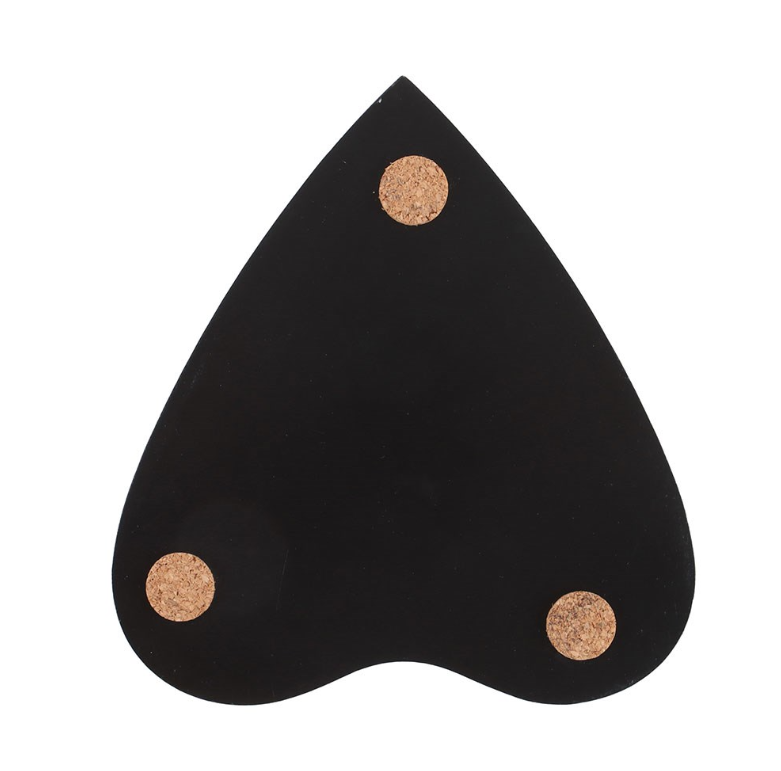 Set of 4 black and gold planchette coasters with talking board design and matching holder - gothic home decor