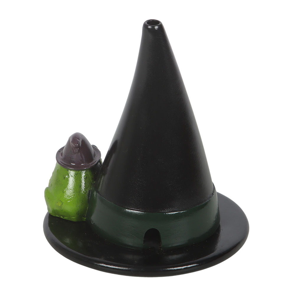 Resin witch hat and toad incense cone holder - witchy home decor