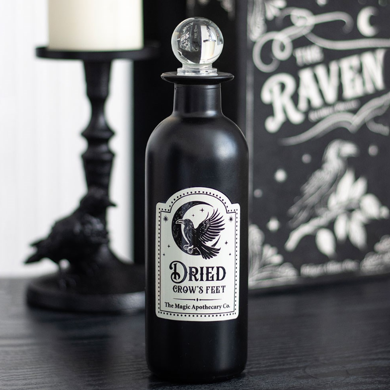 Dried Crow's Feet Decorative Glass Potion Bottle