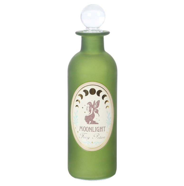 Green glass fairy potion bottle with crystal-style stopper 