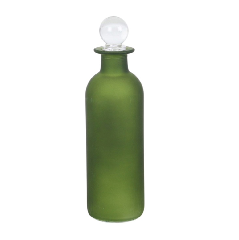 Green glass fairy potion bottle with crystal-style stopper