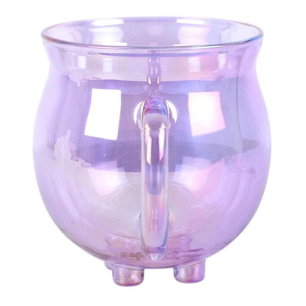 Purple double walled cauldron mug with spoon insulated gothic drinkware witchy gift