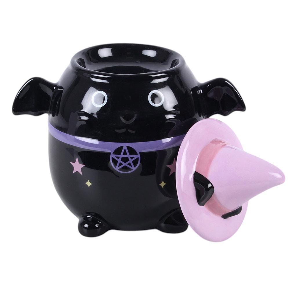 Pastel witch cat bat oil burner gothic witch hat home decor fragrance accessory