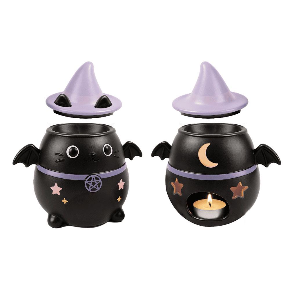 Pastel witch cat bat oil burner gothic witch hat home decor fragrance accessory