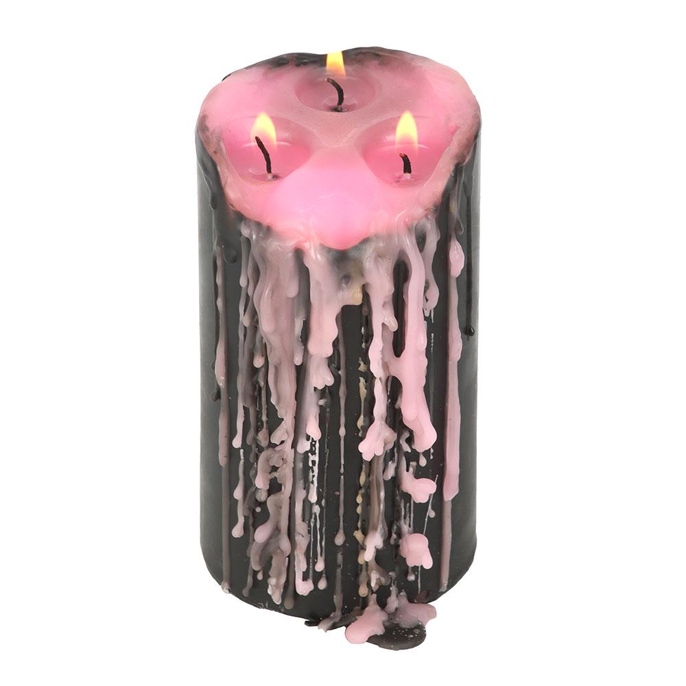 Large pink vampire tears pillar candle bleeding pink wax gothic home decor