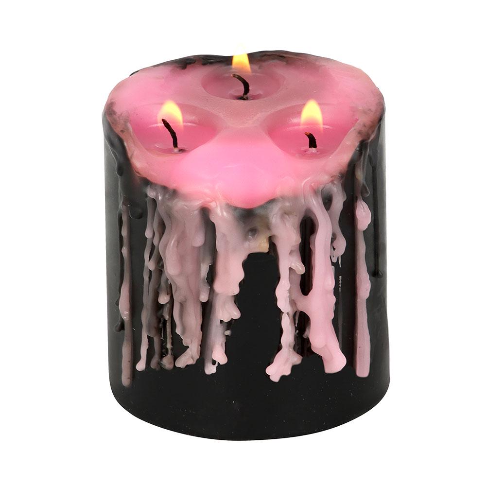 Small pink vampire tears pillar candle bleeding pink wax gothic decor