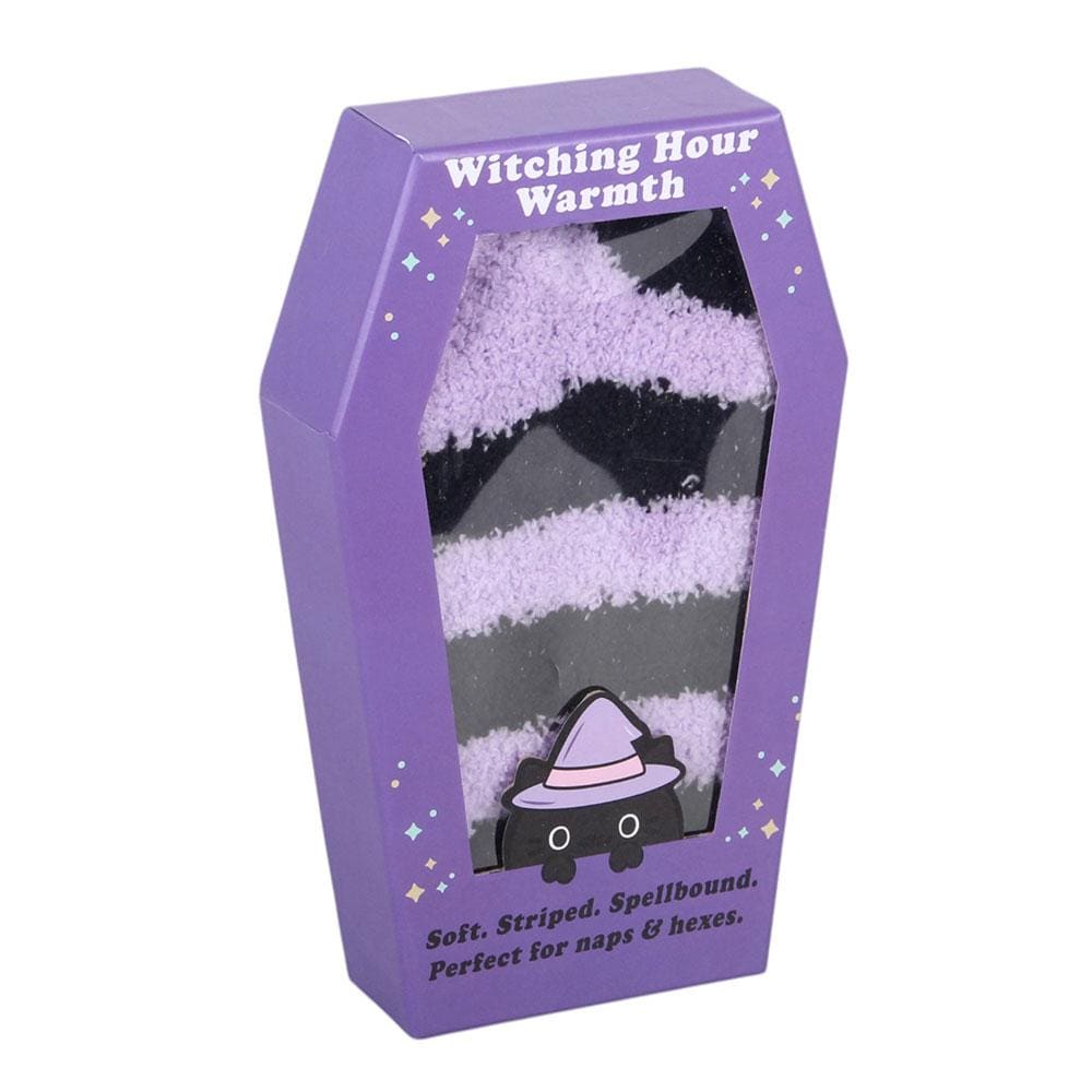 Pastel purple striped socks in coffin shaped gift box pastel goth gift