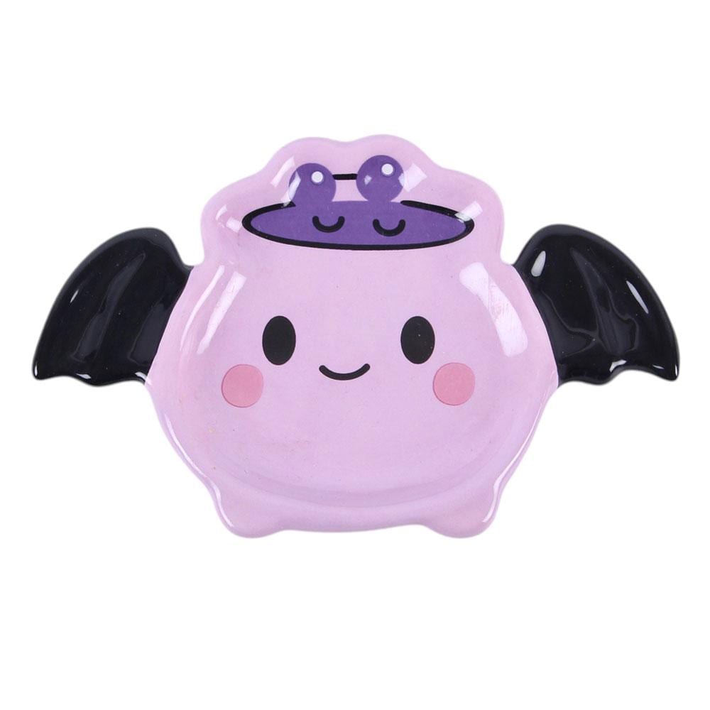 Pastel batbrew cauldron trinket dish with bat wings smiling face gothic desk decor