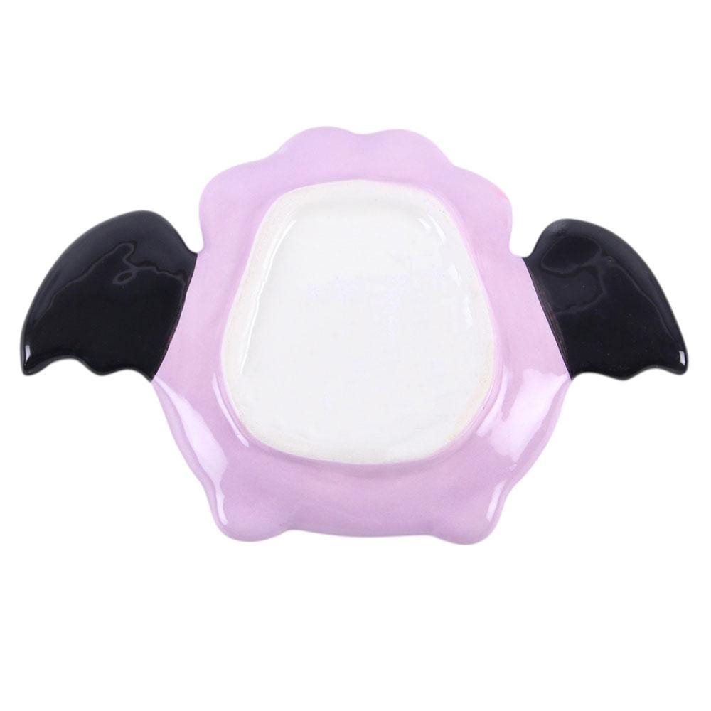 Pastel batbrew cauldron trinket dish with bat wings smiling face gothic desk decor