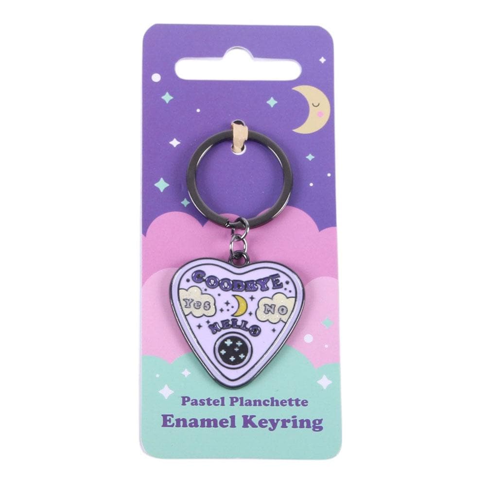 Pastel planchette enamel keyring with celestial spirit board design witchy accessory