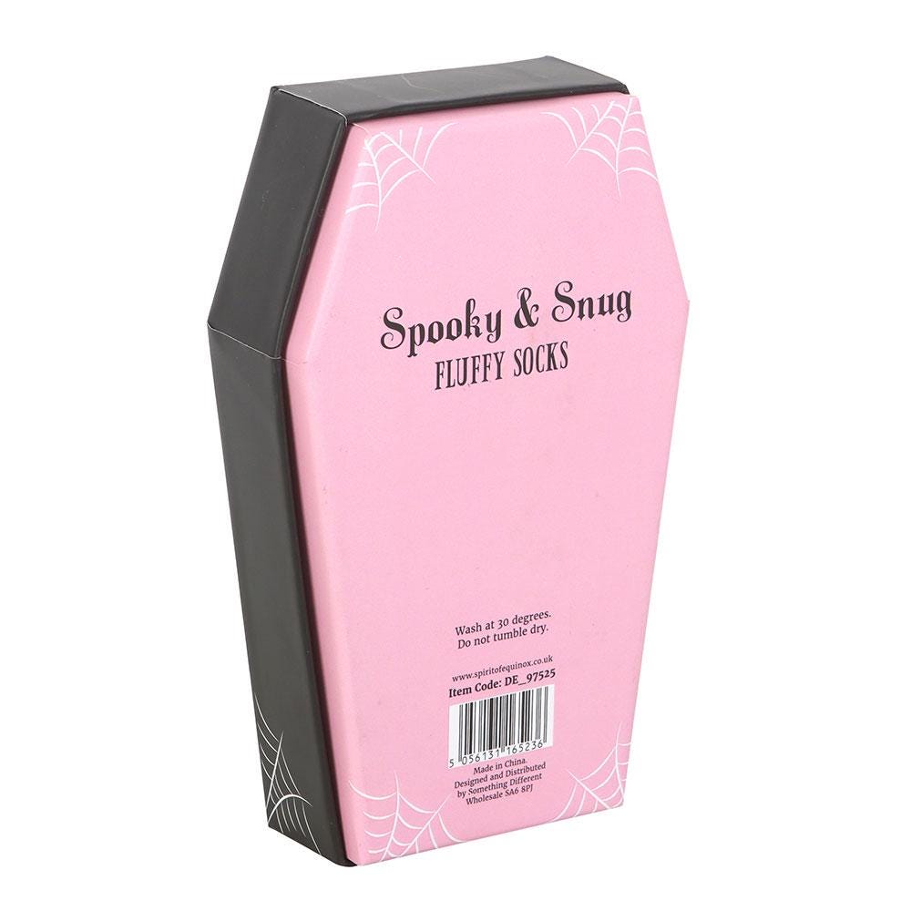 Pink and black striped socks in coffin shaped gift box gothic fashion gift