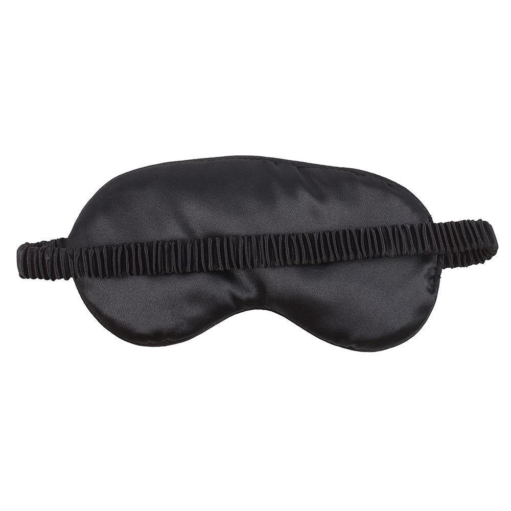 Dead Tired black satin sleep mask with gothic lettering