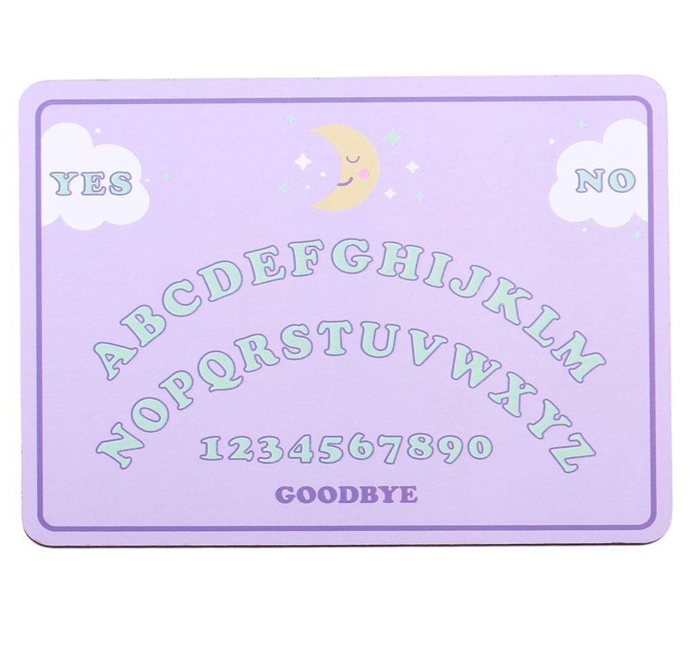 Pastel glow in the dark talking board with planchette and celestial details