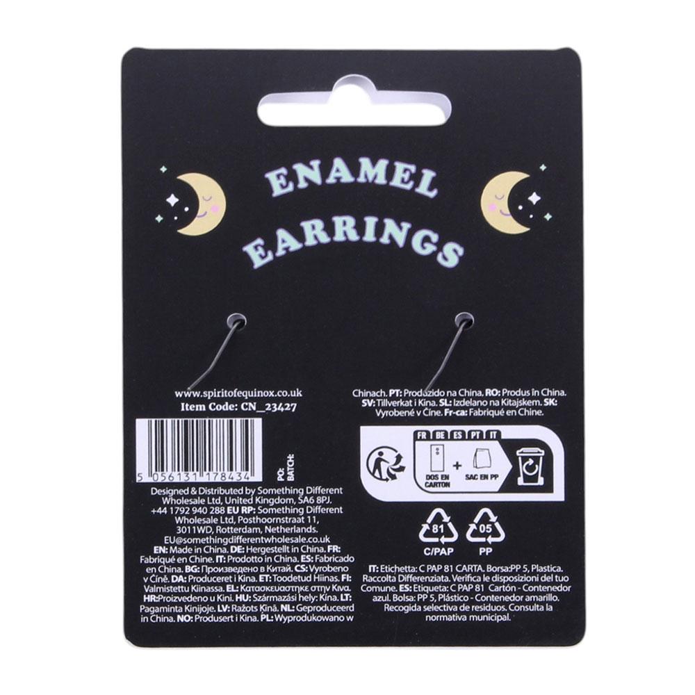 Pastel talking board planchette earrings with celestial details spooky cute jeweller