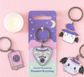 Pastel planchette enamel keyring with celestial spirit board design witchy accessory
