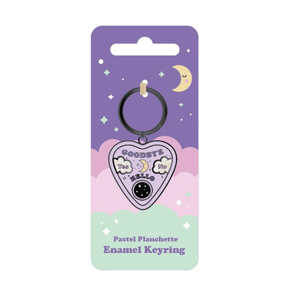 Pastel planchette enamel keyring with celestial spirit board design witchy accessory