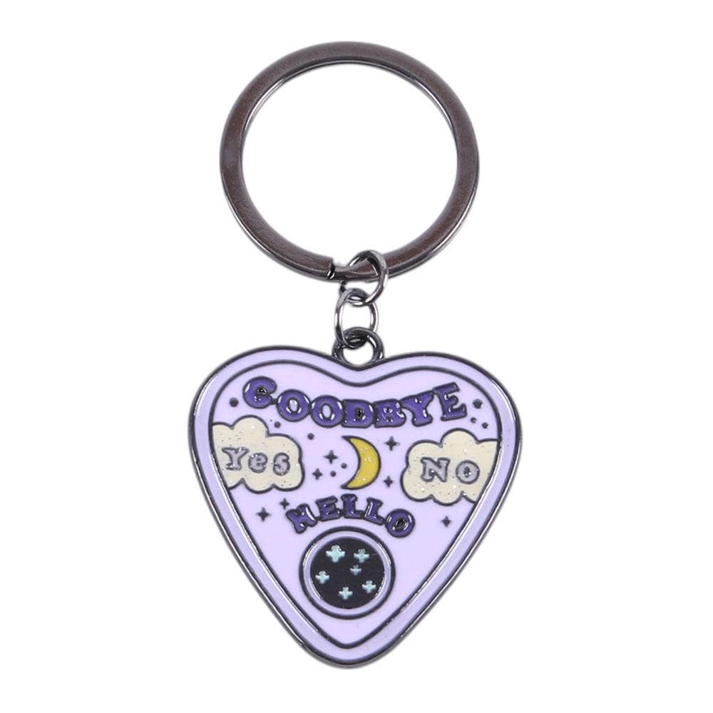 Pastel planchette enamel keyring with celestial spirit board design witchy accessory