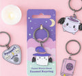 Pastel witch ghost keyring with glitter witch hat and bat wings spooky cute accessory