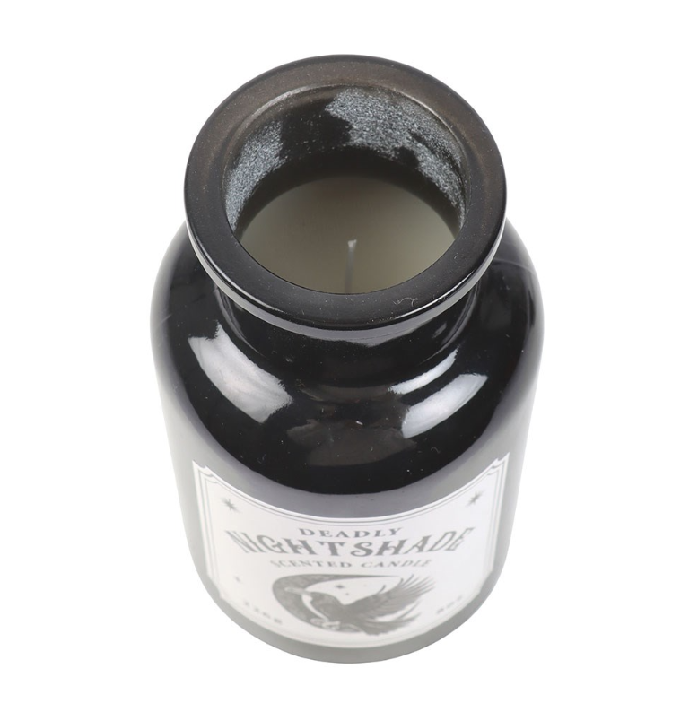 Mystic Raven Deadly Nightshade gothic apothecary candle with raven design - witchy gift