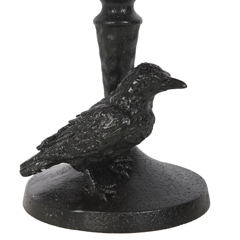 Resin raven pillar candle holder on gothic base - gothic home decor